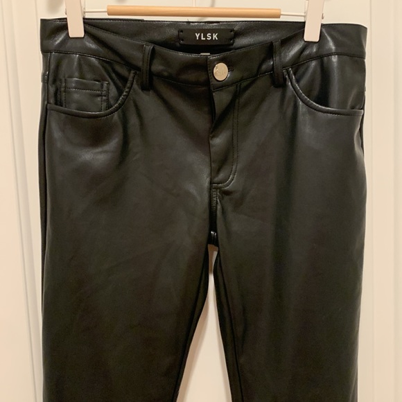 YLSK leather and PU blend bedazzled pocket pants - Picture 3 of 9